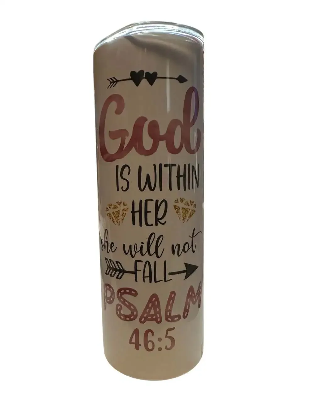 God Is Within Her She Will Not Fall Psalm 46:5 20 oz Skinny Tumbler